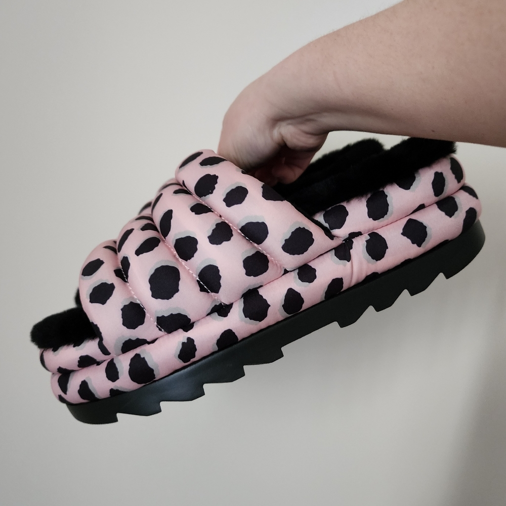 UGG Platform Maxi Slides Womens Size 10 NWOT Genuine Fur - Picture 2 of 6